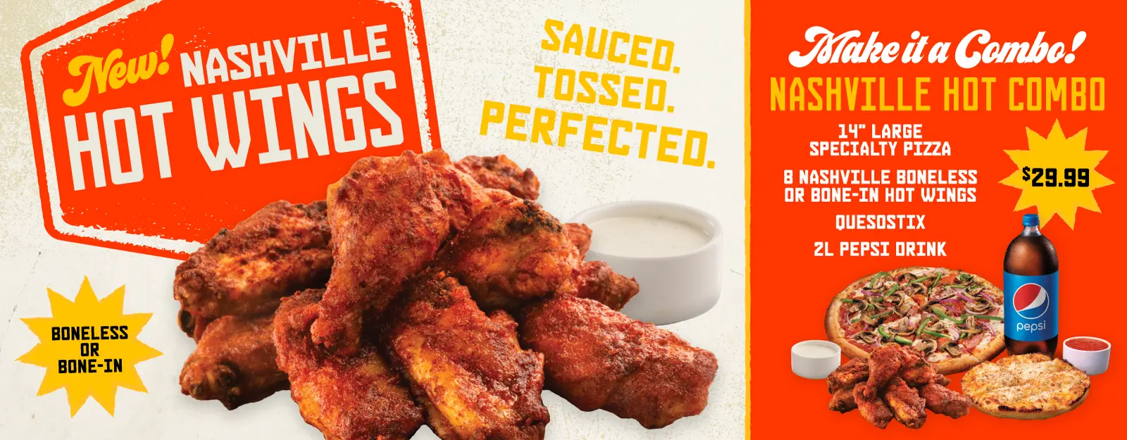 Nashville hot wings combo for $29.99